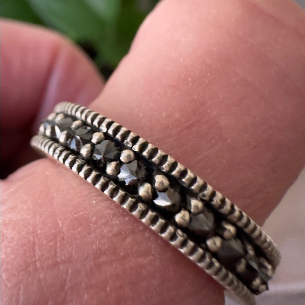 King Baby Studio sterling Silver Ring with Dark Stones